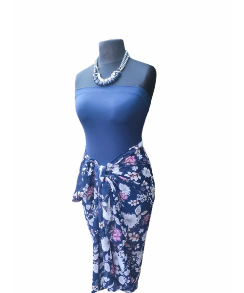 Wzorzysta spódnica plażowa chusta PAREO L/XL różowe kwiaty